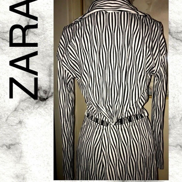 ZARA BLACK,WHITE WRAP DRESS~CUT OUT BACK~BELT~XS - Picture 6 of 6